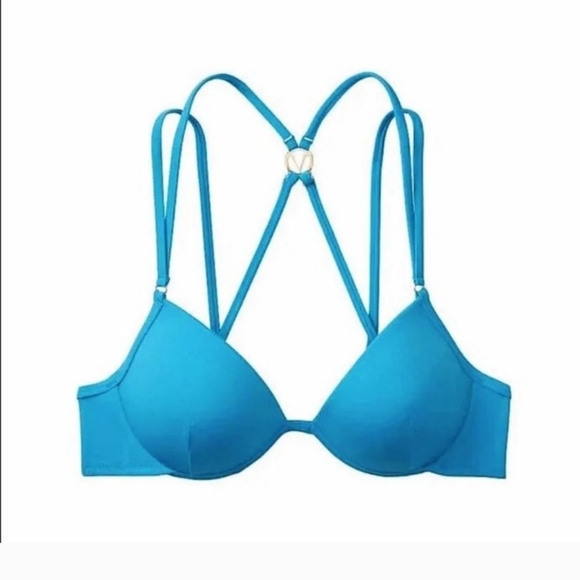 Victoria secret-2PC Teal & Gold Strappy Bikini Swim Set-38C/XL - Picture 2 of 7